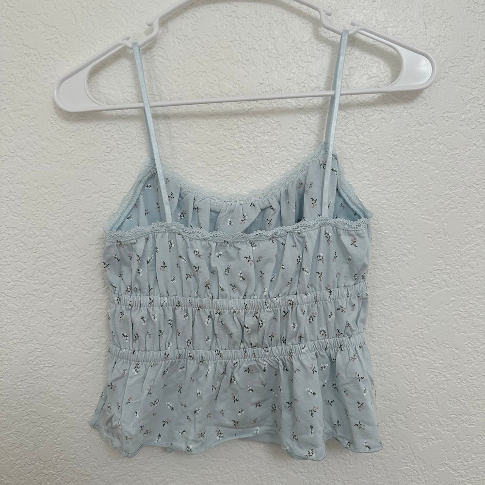 Cotton‎ On Blue Floral Lace Camisole Crop Tank Top Womens Size SP - Picture 8 of 9